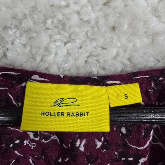 Roller Rabbit Top‎ Womens Small Purple Floral Long Sleeve Peasant Bloomcore - Picture 5 of 12
